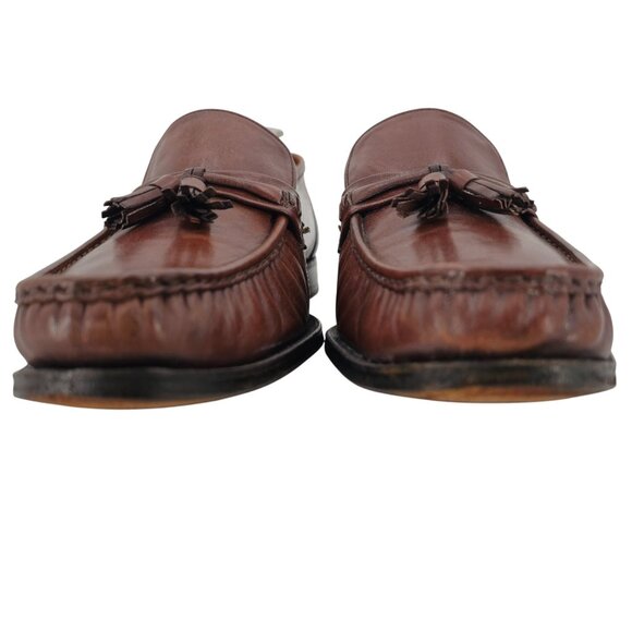 Florsheim Royal Imperial Men 13 Brown Leather Dress Shoes Moc-toe Tassel Loafers - Picture 10 of 11